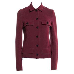 Victoria Beckham Burgundy Utility Jacket US 6 Button Front Military Style